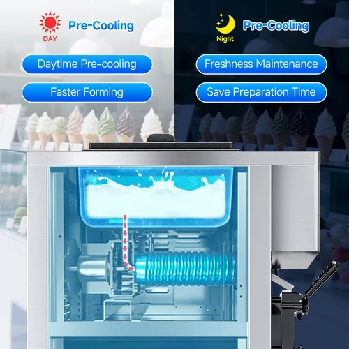 Miniatura 3 de Máquina de Helado de Servicio Suave, Rendimiento de 28 QT/H, 2450W, Máquina de Helado Comercial de Encimera con Tolva de 2x6L, 3 Dispensadores