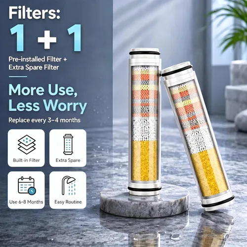 Miniatura 4 de Vatex Cabezal de ducha filtrado con portátil, cabezal de ducha de 4 pulverizadores de alta presión con interruptor de encendido/apagado, cabezales