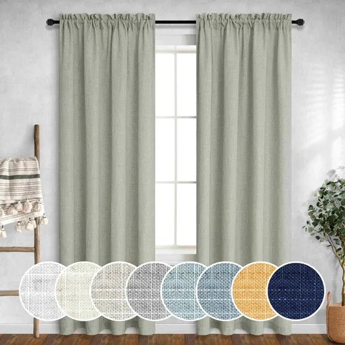 Miniatura 44 de Cortinas blancas puras de 38 pulgadas de ancho para dormitorio, juego de 2 paneles de cortinas de privacidad con bolsillo para barra, cortinas