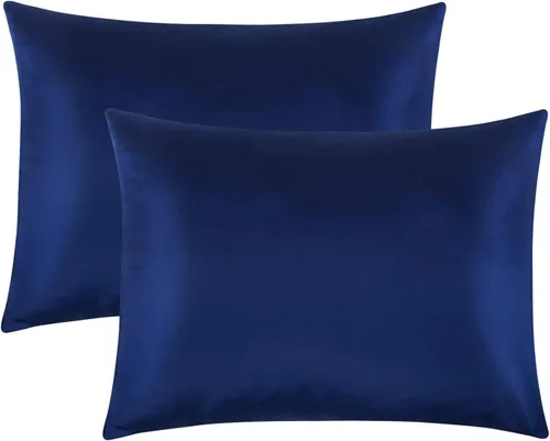 Miniatura 19 de FLXXIE Paquete de 2 fundas de almohada estándar de satén con cremallera para cabello y piel, sedosas y súper suaves (20 x 26 pulgadas), fundas