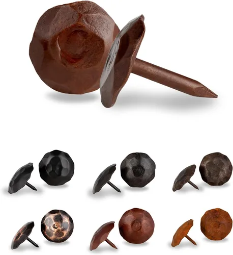 Miniatura 27 de Paquete de 25 clavos decorativos de 1,25 pulgadas de cabeza redonda grande – oxidados – sujetadores rústicos redondos hechos a mano para persiana