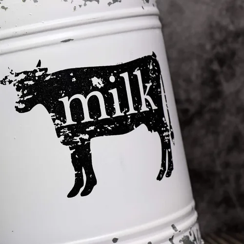 Miniatura 3 de Lata de leche de metal con diseño de vaca de granja, jarrón grande galvanizado para decoración de cocina y baño, 11 pulgadas