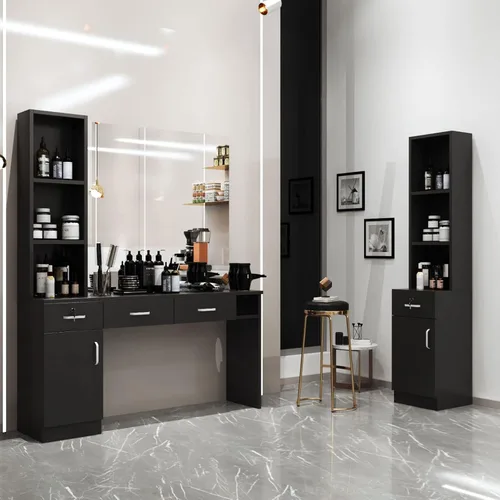 Miniatura 2 de Paddie Estaciones de peluquería de montaje en pared para estilista, juego de equipos de peluquería para estilista, muebles de spa de belleza