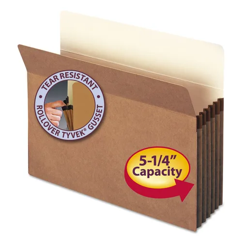 Estuche para archivos de Smead. Pestaña de corte recto, expansión de 5-1/4", tamaño carta, redrope, 10 por caja (73234)