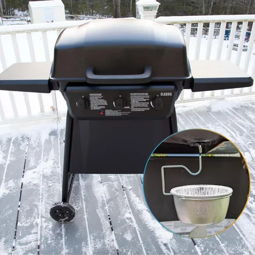 Miniatura 5 de Taza de grasa universal para parrillas Char-Broil Kenmore al aire libre y otras parrillas similares, taza recogedora de grasa con soporte y paquete