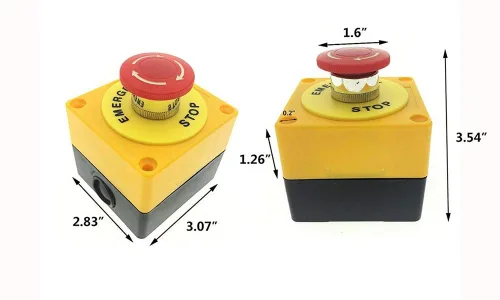Miniatura 2 de Estación de botón, 660 V 10 A, 2 posiciones, 1NO 1NC, interruptor de botón de parada de emergencia momentánea, 1.575 in, tapa de hongo rojo, 2