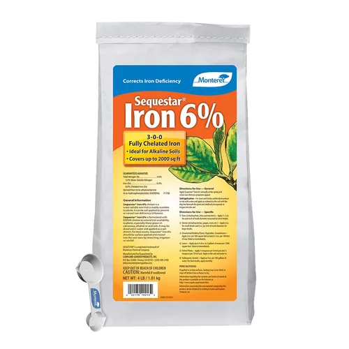 Monterey Sequestar Iron 6% Enmienda de suelo para jardinería, 4 libras, incluido con cuchara medida de jardín
