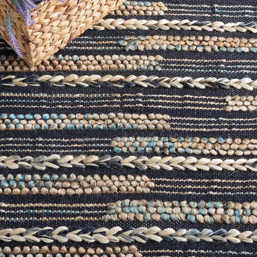 Miniatura 6 de SAFAVIEH Natural Fiber Collection - Alfombra decorativa de 3 x 5 pies, color negro y natural, diseño de yute a rayas de tejido plano, ideal