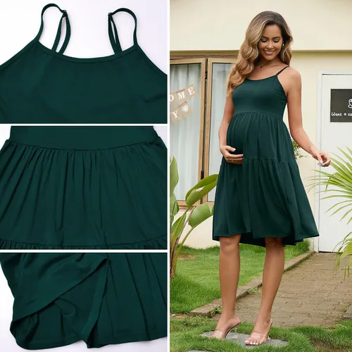 Miniatura 34 de GINKANA Vestido de maternidad sin mangas para mujer, con tirantes ajustables, vestido casual de verano para uso diario o baby shower