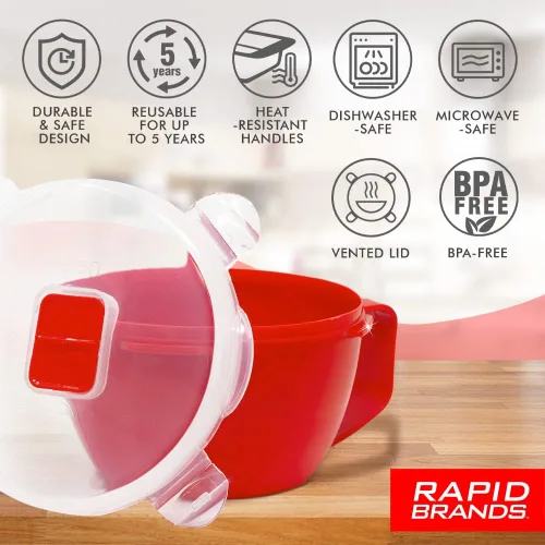 Miniatura 5 de Rapid Plastic - Tazón de fideos o sopas de plástico Sopa y fideos para microondas en cuestión de minutos, perfecto para dormitorio, cocina pequeña