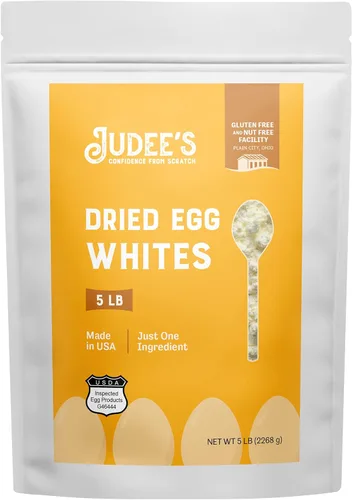 Judee's Gluten Free Proteína en polvo de clara de huevo seca, pasteurizada, certificado USDA, sin OMG, sin gluten, sin nueces, proteína de huevo