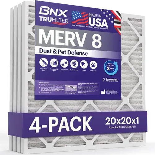 Miniatura 39 de BNX TruFilter - Filtro de aire 14 x 25 x 1 MERV 8, electrostático plisado para defensa contra polvo y mascotas, para aire acondicionado, HVAC