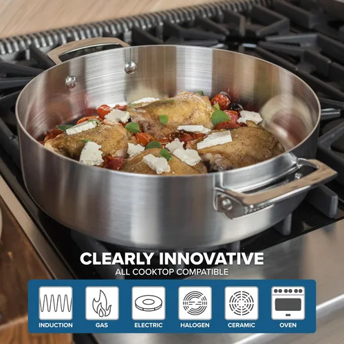 Miniatura 5 de Viking Culinary Professional - Sartén de acero inoxidable de 5 capas, 3.4 cuartos de galón, plata (4015-1034CS)