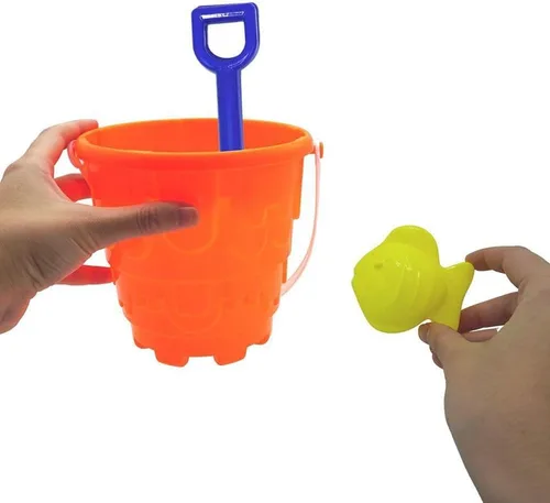 Miniatura 6 de 4E's Novelty 12 juegos de juguetes de playa, incluye 12 cubos de arena, 12 palas, 24 moldes de arena para niños, cubos de playa pequeños de 5.75