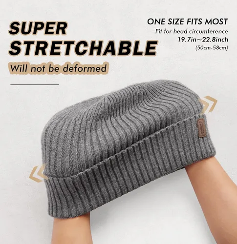 Miniatura 3 de Wmcaps Gorros cálidos para hombres y mujeres, gorro con forro polar cálido para invierno, unisex, a la moda, gorro de punto con puños