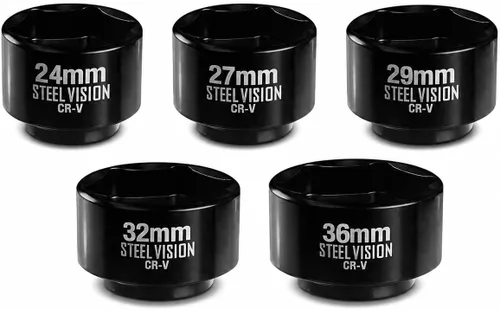 Miniatura 8 de Steel Vision Juego de 7 piezas de vasos de filtro de aceite de perfil bajo, kit de herramientas de extracción de tapa de filtro de aceite de 3/8