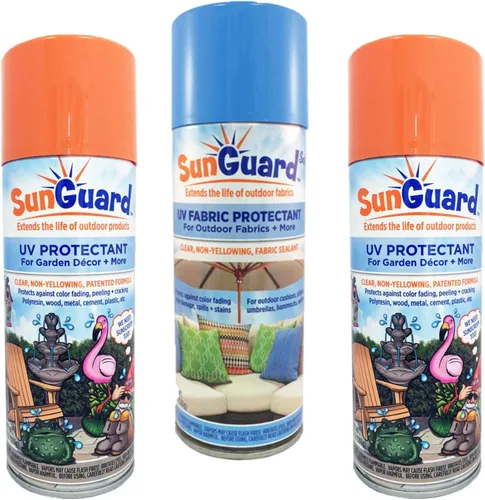 SUNGUARD Spray protector UV para decoración de exteriores y tela que evita la decoloración y más paquete de 3