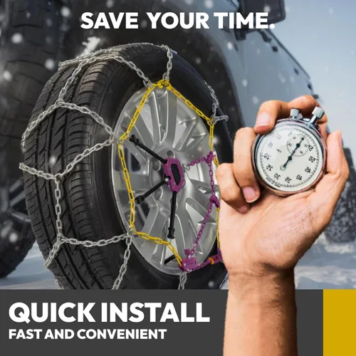 Miniatura 5 de Cadenas de nieve de ajuste automático para automóvil, ajuste rápido, fácil instalación, cadenas universales reutilizables para neumáticos