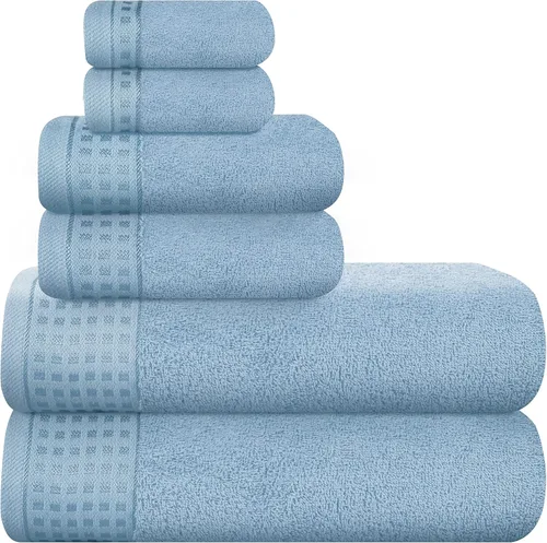 Miniatura 85 de GLAMBURG Juego de 2 toallas de baño de gran tamaño 100% algodón, 28 x 55 pulgadas, ultra suaves, altamente absorbentes, compactas, de secado rápido
