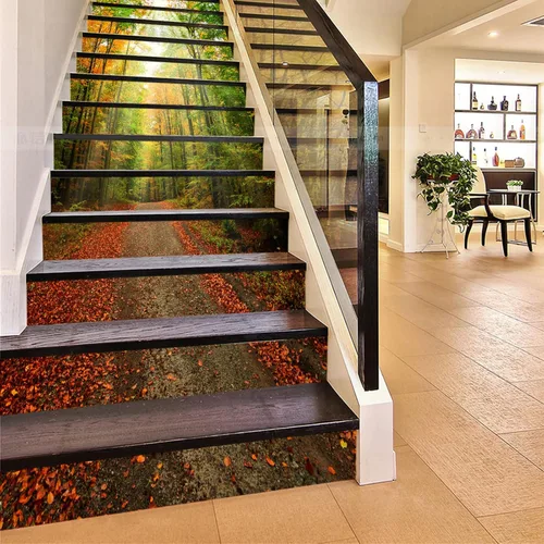 Miniatura 14 de artfanke - 13 adhesivos de vinilo 3D de otoño con bosque de arces para pelar y pegar en escaleras - adhesivos autoadhesivos para escaleras - a560