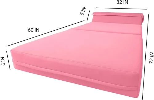 Miniatura 8 de D&D Futon Furniture Cama plegable de espuma para silla de dormir, sofá cama portátil para invitados, 6 x 32 x 70 pulgadas, color rosa