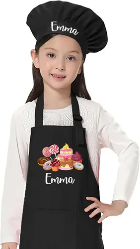 Miniatura 7 de 7th Hill Delantal Personalizado para Niños para Cocinar, Delantal Infantil Personalizado con Sombrero de Chef, Delantal de Cocina para Niños