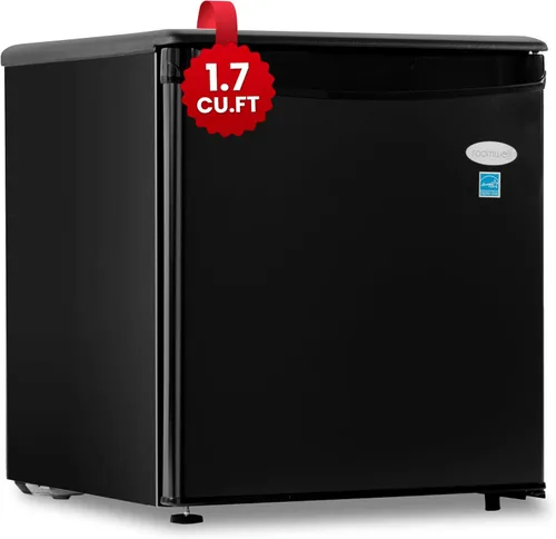ROOMWELL E-Star 1.7 pies cúbicos Minirefrigerador compacto para oficina, pequeño refrigerador negro sin congelador con descongelación automática y