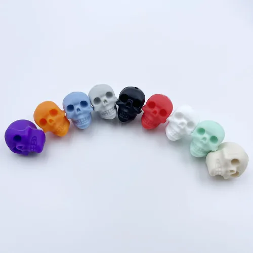 Miniatura 5 de metulip 20 cuentas de calavera de silicona para Halloween, cuentas espaciadoras de calavera para manualidades, manualidades, pulseras, collares