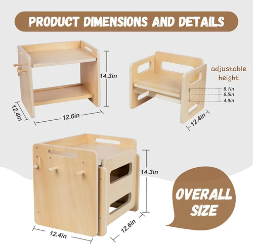 Miniatura 7 de bpmfkid Juego de Mesa y Silla de Destete Montessori - Diseño Ajustable para Niños Pequeños, Ideal para las Comidas, el Aprendizaje y el Juego De