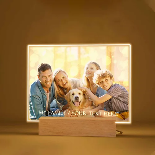 Regalo especial de Navidad, lámpara de luz nocturna personalizada, fotos en placa acrílica, regalo para papá, mamá, regalo para familia, cumpleaños,