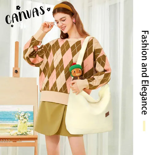 Miniatura 2 de Bolsa de lona duradera con diseño de bolsillo externo, aspecto elegante, correa de hombro ajustable..