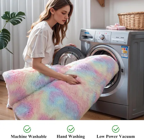 Miniatura 5 de KCHOWUA Alfombras Esponjosas y Peludas de Unicornio para Dormitorio de Niñas, 3x5 pies Lavable Antideslizante Alfombra de Área Shag Peluda para Sala
