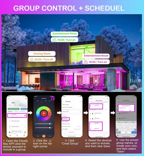 Miniatura 6 de CLOUDY BAY Luz empotrable LED inteligente de 4 pulgadas, iluminación empotrada que cambia de color, compatible con Alexa y Google Home Assistant