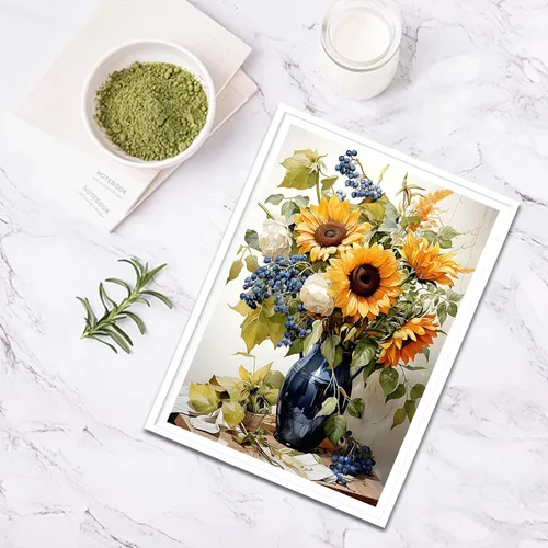 Miniatura 4 de SENQAO Kits de arte de diamantes de girasoles para adultos, pinturas de puntos de diamante de perforación completa para principiantes, pintura