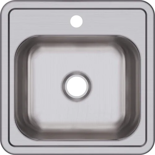 Elkay D11515 Dayton Fregadero de Cocina de Acero Inoxidable de 15" con Instalación Empotrada de Una Sola Cubeta - 1 Orificio para Grifo