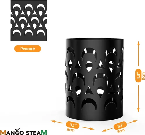 Miniatura 3 de Mango Steam Soporte de metal para bolígrafo, organizador de vasos para brochas de maquillaje para oficina, baño, tocador (negro, pavo real)