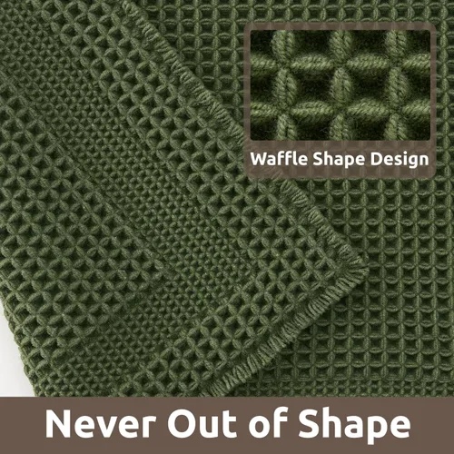 Miniatura 3 de AMOAMI Alfombra de Baño con Textura Waffle, Alfombras de Baño Absorbentes para Baño Antideslizantes, Alfombras de Baño Lavables a Máquina con Borlas