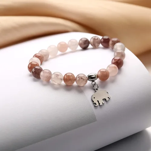 Miniatura 2 de Regalos de elefante para mujer, pulseras de relajación curativas de piedra natural, de 0.315in antiansiedad, piedras de cristal para aliviar