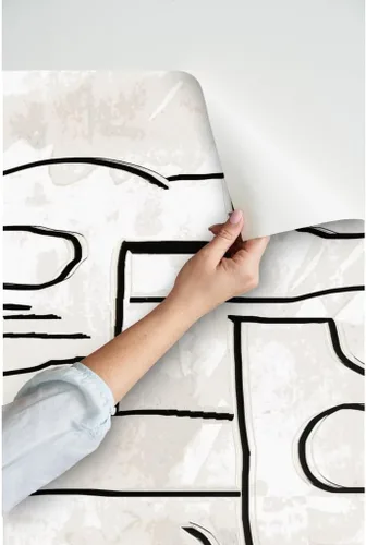 Miniatura 3 de Papel tapiz para despegar y pegar - Graffiti negro y gris líneas de tinta pincel de pintura extraíble personalizado Spoonflower