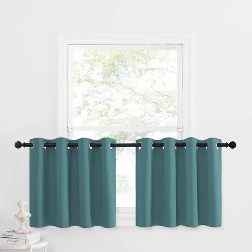 Miniatura 69 de NICETOWN Cortinas opacas de cocina para ventana sobre el fregadero, aislamiento térmico, decoración del hogar, pequeños niveles opacos con ojales
