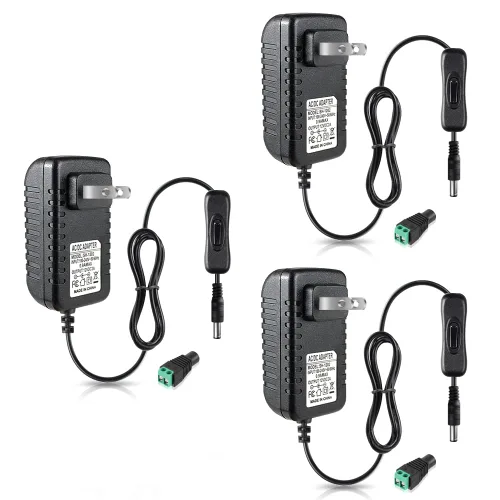Miniatura 29 de Fuente de alimentación de 12 V, fuente de alimentación de 12 voltios 3A 36 W CC con interruptor de encendido y apagado, adaptador de corriente LED