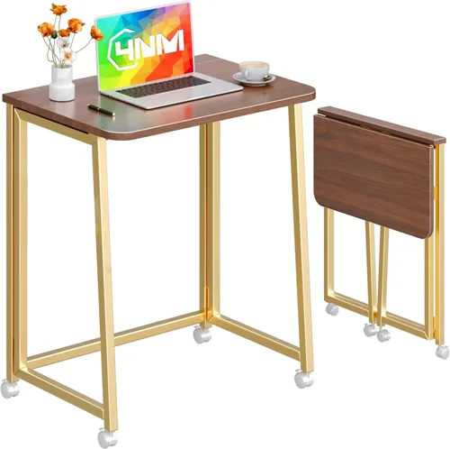 Miniatura 12 de 4NM Escritorio Pequeño Móvil Plegable de 23.6", Mesa de Computadora con Ruedas Plegable para Casa y Oficina, Mesa de Escritura y Estudio