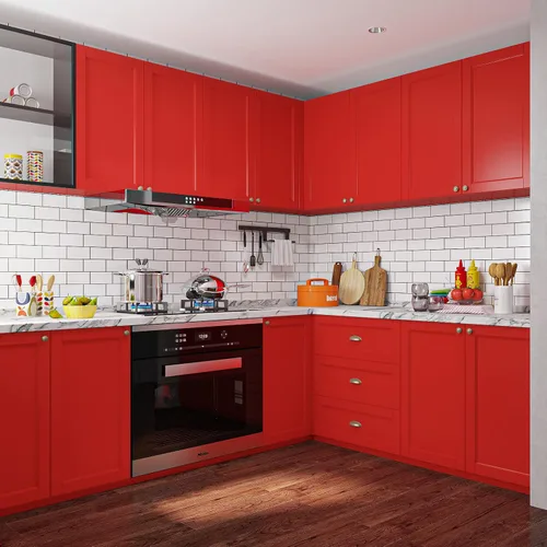 Miniatura 4 de VEELIKE Papel tapiz rojo mate para pegar y despegar, papel de contacto rojo extraíble para armarios, escritorio, muebles, aula, 15.7 x 118 pulgadas