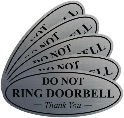 Miniatura 58 de All Quality Cartel de agradecimiento ovalado con texto en inglés «Do not Ring DOORBELL», color negro, pequeño, 1 paquete