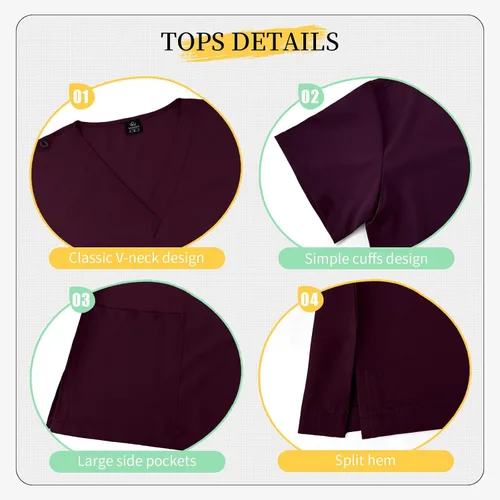 Miniatura 2 de VIAOLI Conjunto de ropa quirúrgica para mujer, camiseta con cuello en V y pantalón deportivo de yoga, uniforme médico de enfermería para mujer