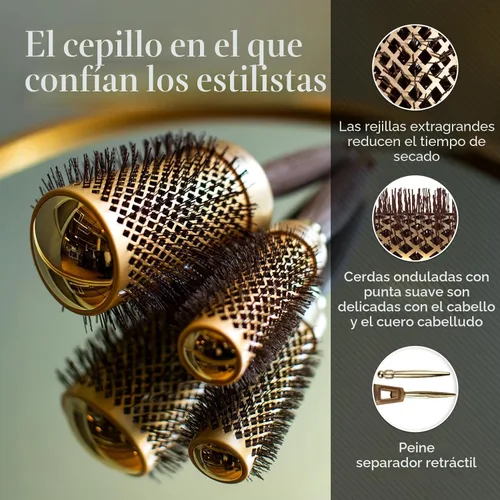Miniatura 4 de Olivia Garden NanoThermic - Cepillo térmico redondo de cerámica + iones para el cabello, no eléctrico, cepillo profesional para cabello normal a