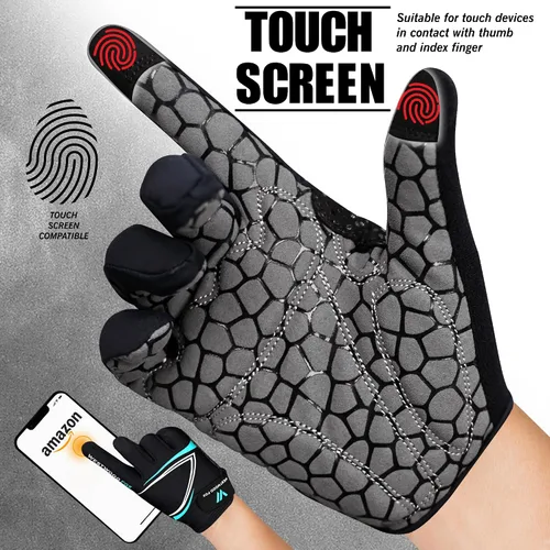 Miniatura 3 de WESTWOOD FOX Guantes de ciclismo de dedo completo, acolchados, antideslizantes para pantalla táctil, guantes de bicicleta de montaña que absorben
