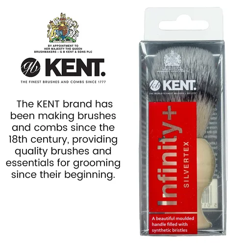 Miniatura 5 de Kent Infinity Plus - Brocha de afeitar con brocha sintética de tejón Silvertext ultra suave, cepillo de espuma y afeitado perfecto hecho para crema