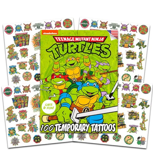 Teenage Mutant Ninja Turtles - Tatuajes temporales para niños ~ 100 tatuajes TMNT para niños y niñas, suministros de fiesta (TMNT Party Favors)