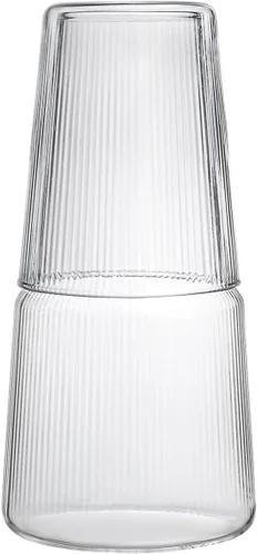 Miniatura 8 de Sizikato Jarra de agua de vidrio de borosilicato ámbar de 26 onzas con vaso de cristal.